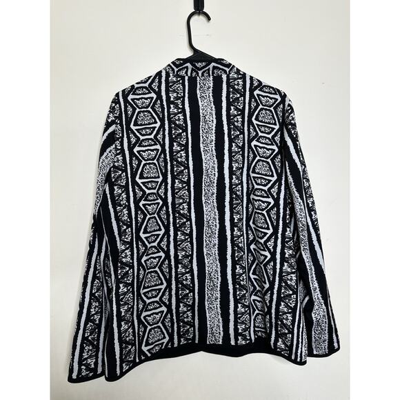 Chicos Size 2 US 12 Open Jacket Lightweight Pleated Geometric Tribal Blazer - Picture 7 of 7